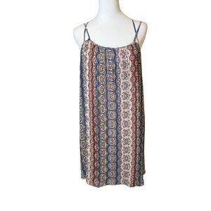 BCBGeneration Bohemian Multicolor Mini Dress Medium Pleated Geometric Flowy Boho